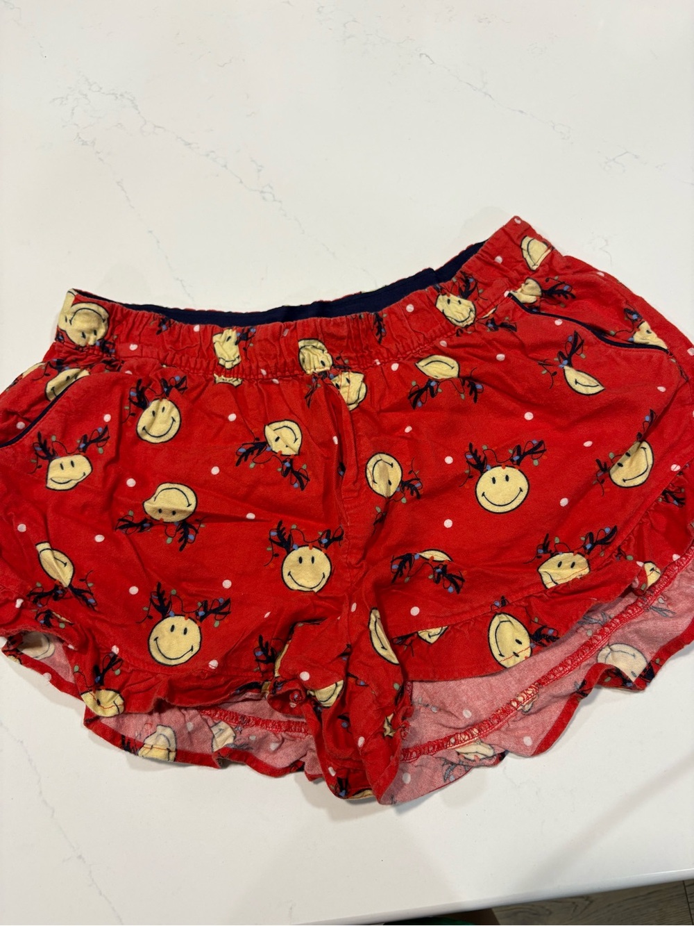 WMNS Aerie Red Smiley Reindeer Pajama Shorts Sz Medium